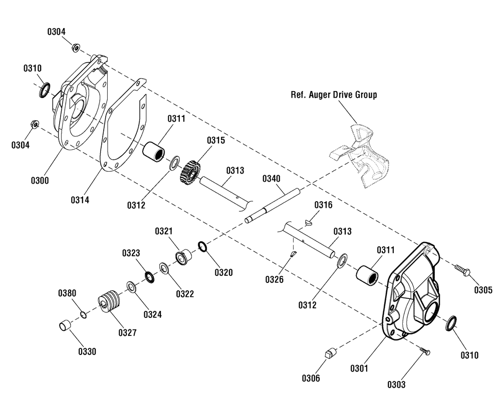 Gear Case Assembly (1753072~1752221) Diagram and Parts List for 1696155-00-924MD 2012 Briggs and Stratton Snow Blower